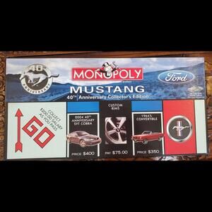 Monopoly Ford Mustang 40th Anniversary Collectors Edition Complete New Open Box